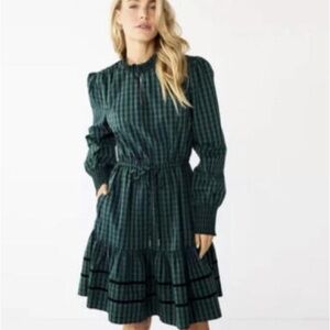Draper James Forest Check Long Sleeve Dress